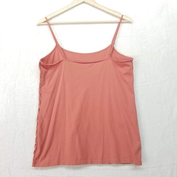 Loft Outlet Cami Tank Top Womens Large Coral Pink Cut Out Overlay Layer - Picture 2 of 9